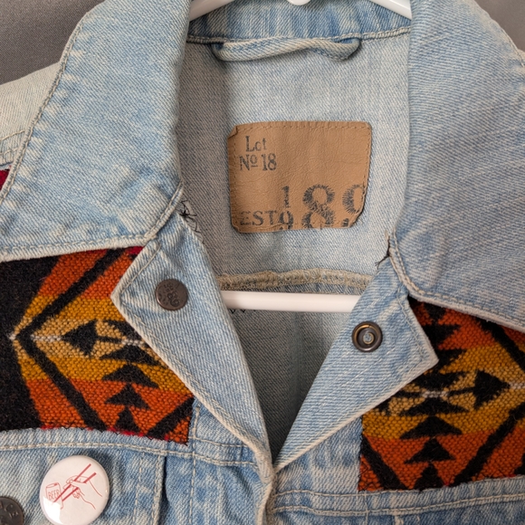 Denim Vest with Aztec Pattern - Picture 2 of 4